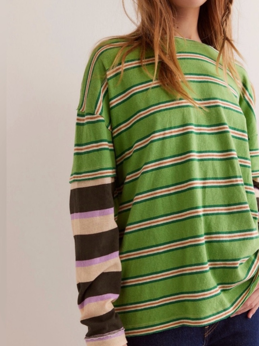 NWOT We The Free Nina Stripe Long Sleve Tee